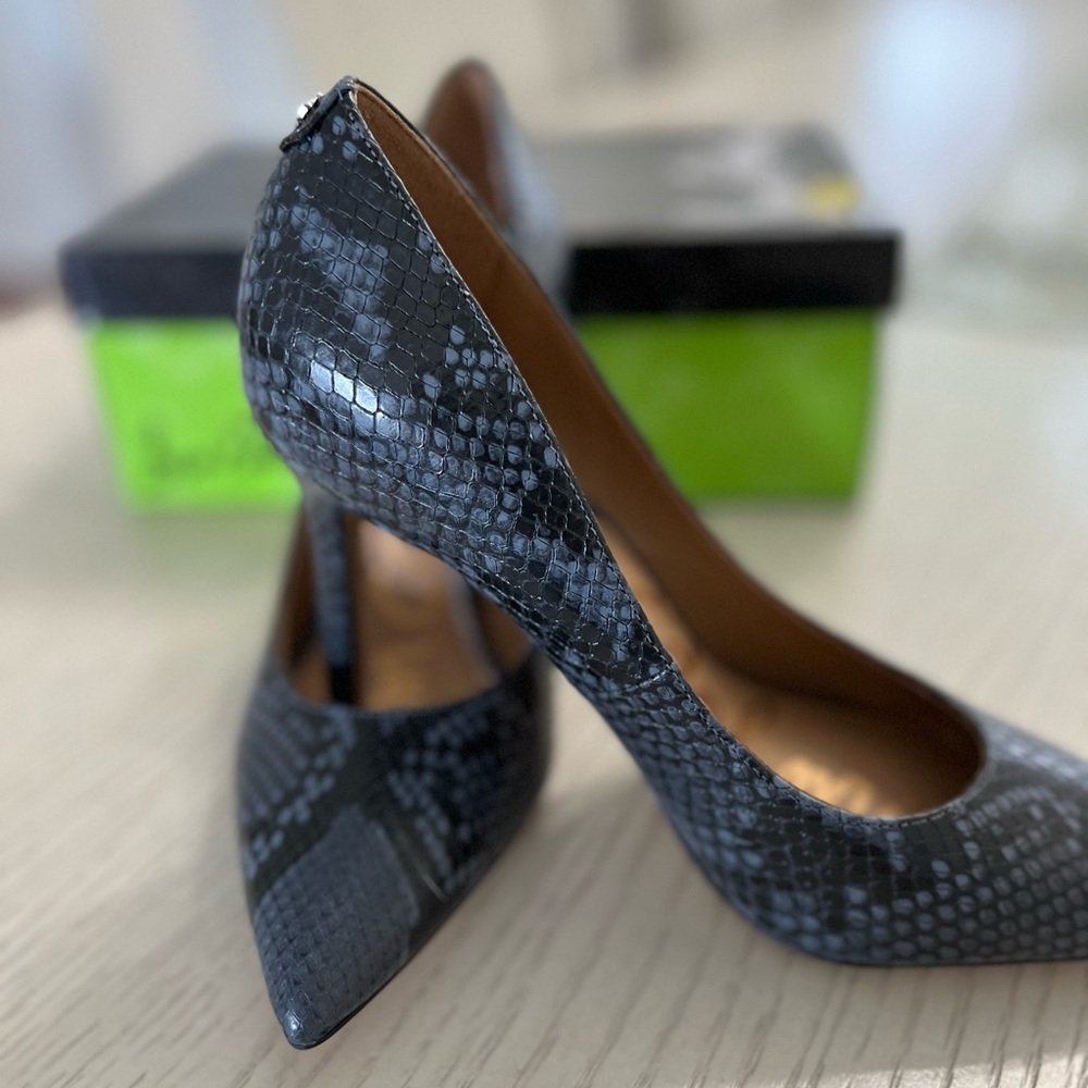 Sam Edelman Hazel Dark Blue Snakeskin Leather